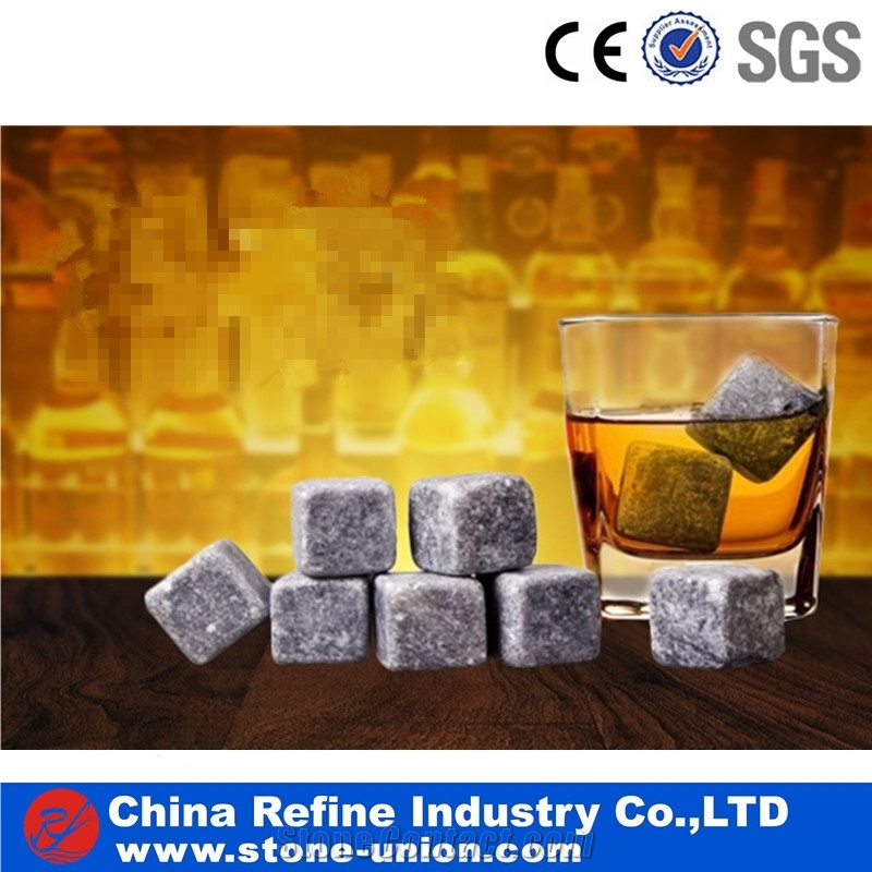 Grey Granite Drink Ice Chill Stone , Marble Ice Cube Stone , Stone Ice Cubes,Soapstone,Chilling Stone,Ice Cubes for Whiskey