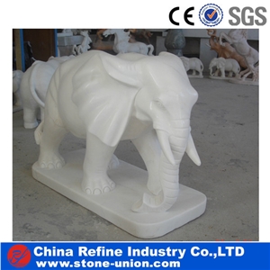 Hand Carved White Marble Elephant Stone Sculpture,Marble Hand Carved Stone Animals,Pure White Western Statues,Religious Statues