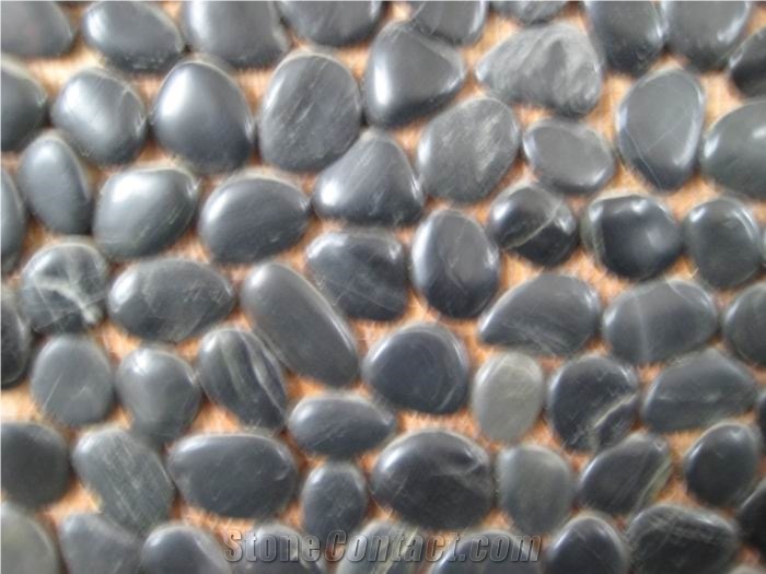 High Polished Black River Pebbles, Pebble Walkway , Black High Quality a Grade Pebbles and River Cobblestone Walkway