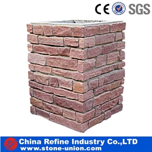 Hot Sale Stone Gate Post China Red Slate Gate Post,Natural Stone Mailbox,Entrance Foyers,Slate Fence,Landscaping Stones