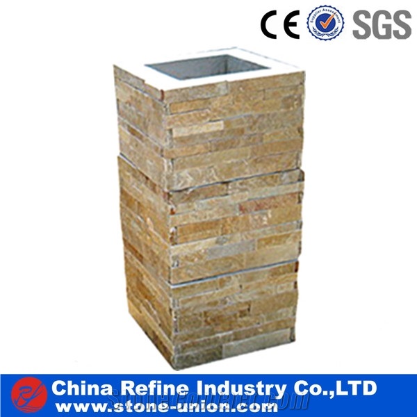 Hot Sale Stone Gate Post China Red Slate Gate Post,Natural Stone Mailbox,Entrance Foyers,Slate Fence,Landscaping Stones