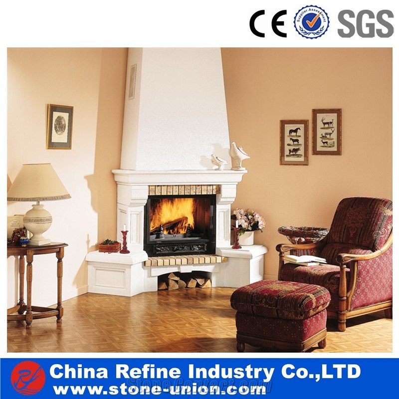 Hot Sale White Marble Fireplace Western Style Fireplace