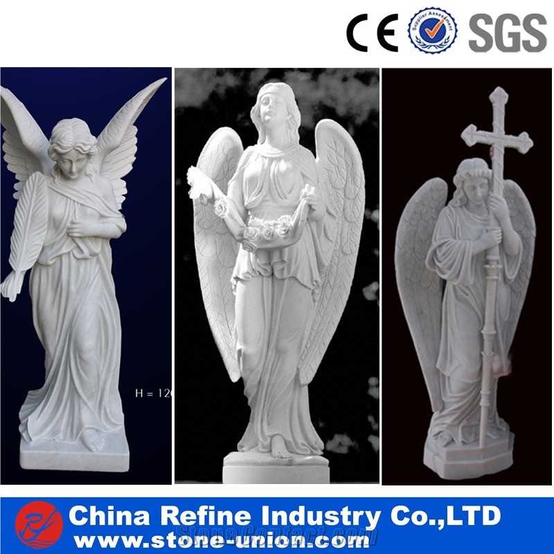 Human Sculpture White Marble Material, China Carving Stone, Angel Sculptures,Western Style Human Handcarved Sculptures,Religious Sculptures