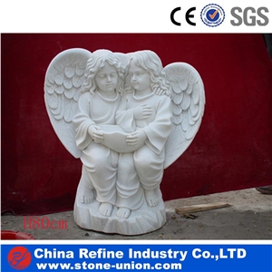 Human Sculpture White Marble Material, China Carving Stone, Angel Sculptures,Western Style Human Handcarved Sculptures,Religious Sculptures