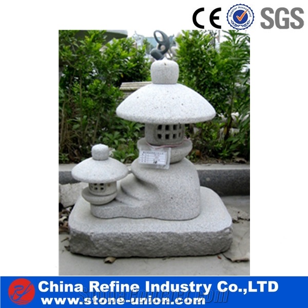 Japanese Stone Lantern,Garden Lantern,G603 China Silver White Sesame White Granite Garden Lantern Sculpture,Lantern and Lamps, Grey Granite Lantern