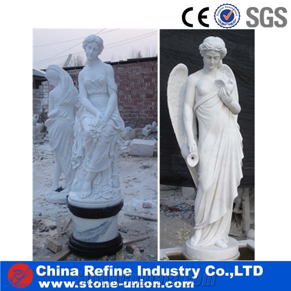 Life-Size Little Angle Decoration Stone Sculpture, White Marble Sculpture & Statue,Carved Marble Western Statuary, White Marble Sculpture & Statue