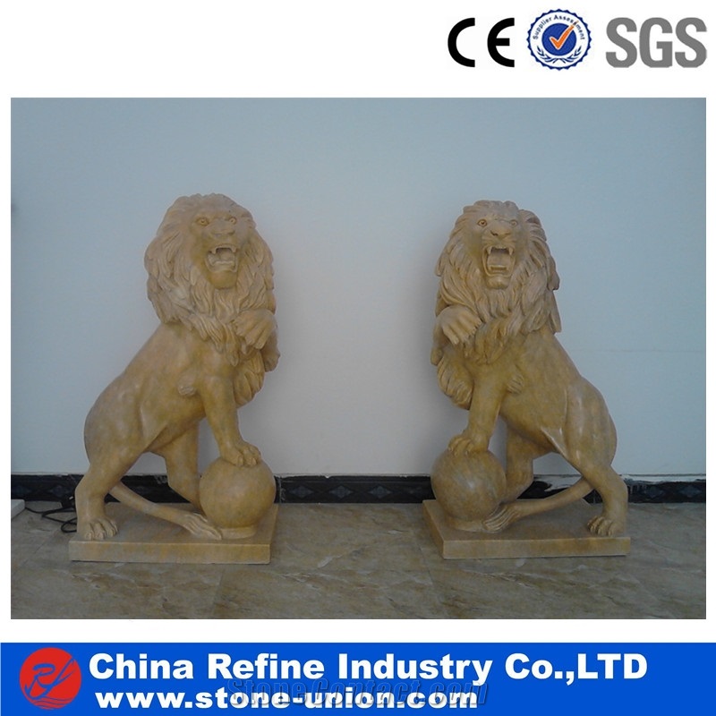 Lion Statue from China for Decoration, China Brown Marble Bronze Lion Sculpture,Handcarved Animal Sculptures,Handcarved Garden Statues,Sitting Lion
