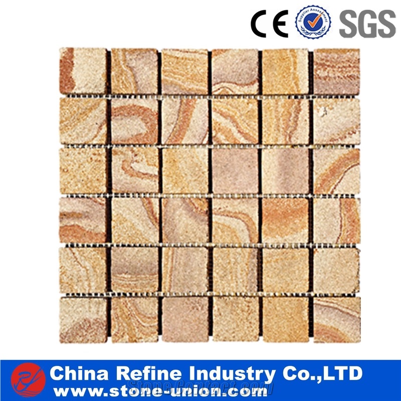 Multicolor China Slate Paving Mosaic Stone, Wall Cladding Mosaic Tiles,Slate Mosaic Pattern Floor Tiles