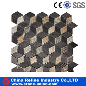 Multicolor China Slate Paving Mosaic Stone, Wall Cladding Mosaic Tiles,Slate Mosaic Pattern Floor Tiles
