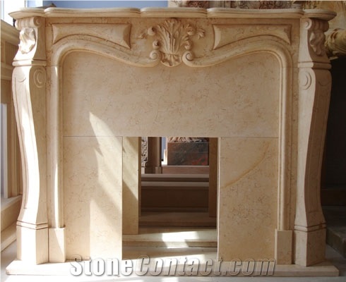 Hand Carved White Marble French Fireplace Surround