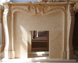 Hand Carved White Marble French Fireplace Surround
