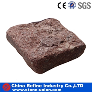Natural Split 4 Edges Chinese Red Porphyry Cube Stone & Paver, Granite Paving Stone, Driveway Paving Cube Stone