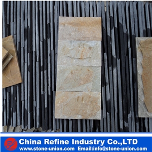 Natural Surface Yellow Slate Stone Tile,Wall Cladding, Manufactured Stone Veneer