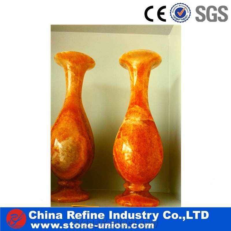 Orange Onyx Vase, a Grade Onyx Artistic, Home Decorative Vases,Green Onyx Flower Vase, Onyx Furniture Display