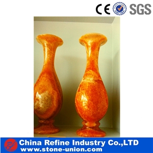 Orange Onyx Vase, a Grade Onyx Artistic, Home Decorative Vases,Green Onyx Flower Vase, Onyx Furniture Display