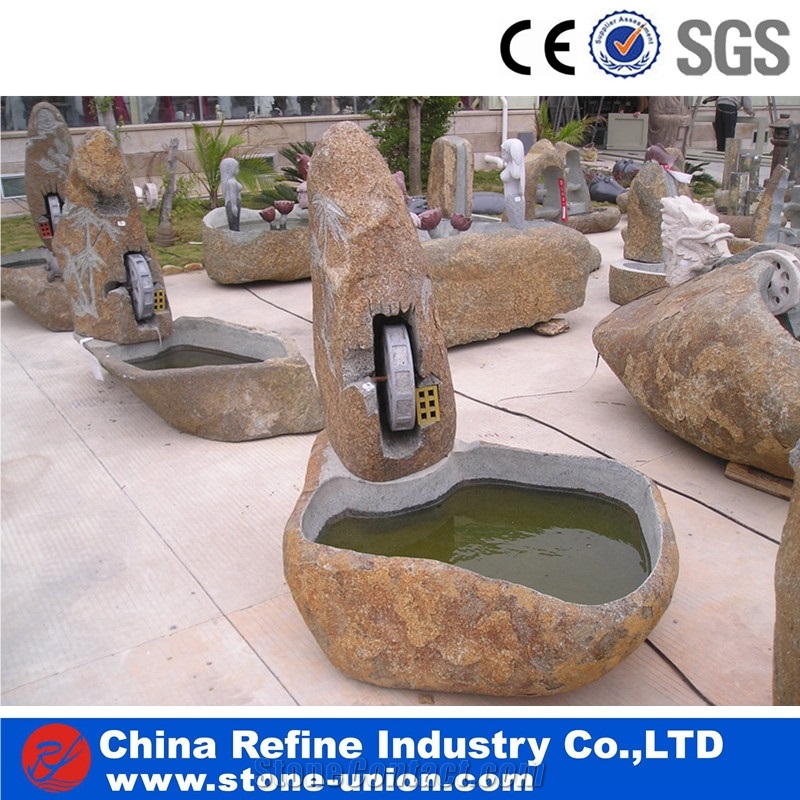 Outdoor Stone Garden Water Fountain , Classical Outdoor Large Stone Granite Water Fountain