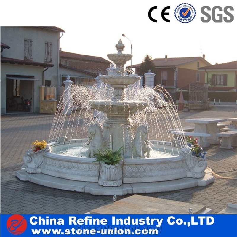 Outdoor White Marble Water Fountain for Landscaping,Water Fountains,Water Features,Sculptured Fountains,Rolling Sphere Fountains