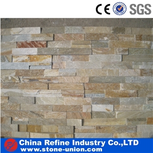 P014 Yellow Wooden Slate Cultured Stone for Wall Cladding,Stone Wall Decor,Ledge Stone,Stacked Stone Veneer,Feature Wall,Exposed Wall Stone