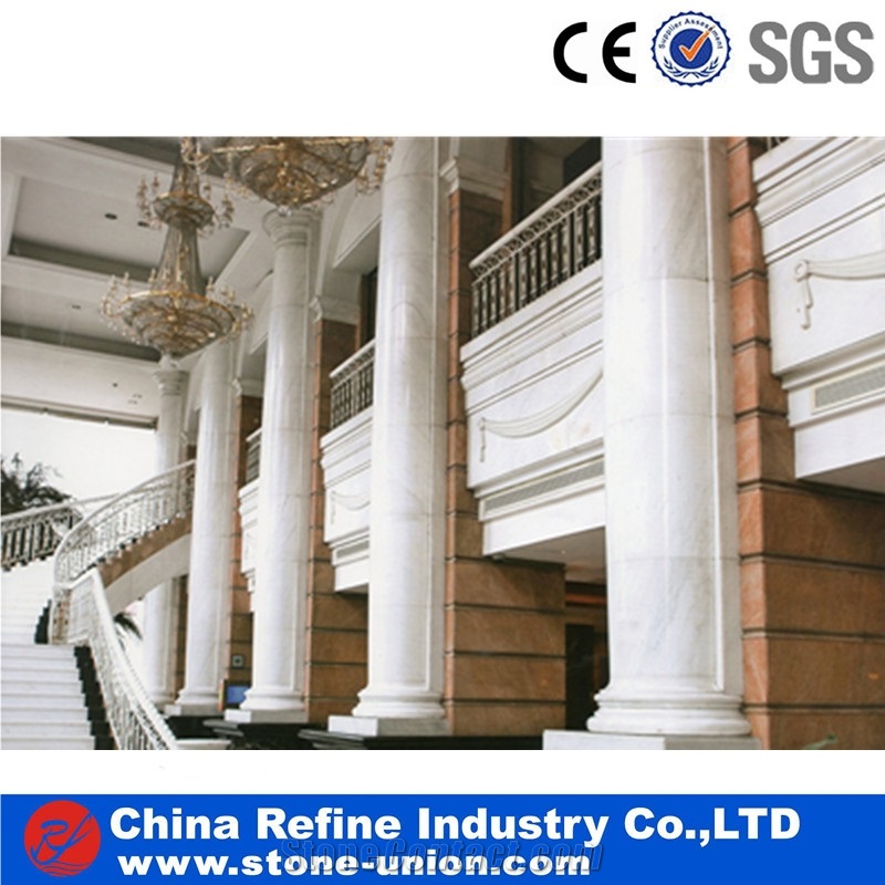 Rome Column, Hunan White Marble Column, Sculptured Columns,Column Pillar Building Material, Beijing White Marble Roman Columns by Handcarved
