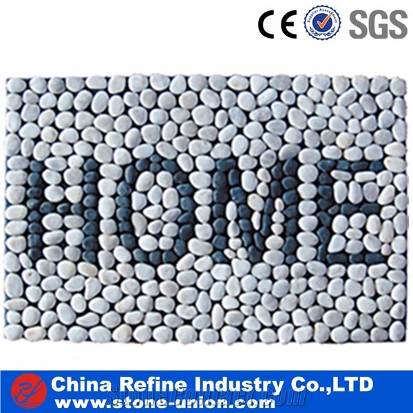 Round Shape Pebble on Mesh Cheap,Washed Pebble Floor Tiles,Flat Pebble Mosaic in Mesh,White Pebble Mosaic,Pebble Mosaic for Bathroom&Kitchen/Interior Decoration