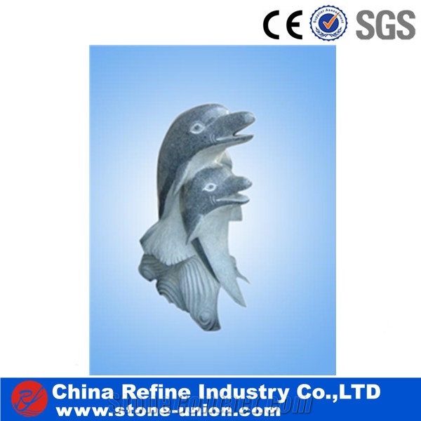 Round Shape Swimming Dolphin Sculpture Home Decoration Product,Interior Design,Dolphin Stone Sculptures for Garden Decoration,Animal Stone Carvings
