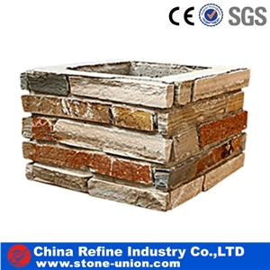 Slate Culture Stone Gate Post Cheap,Cement Slate Pillars Column, Fence Stone Pillars Surrounds Slate Panels Stone Show Panel with Bread