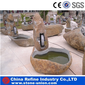 Stone Rolling Fountain , Garden Fountain , Big Water Fountains,Sculptured Fountain,Granite Floating Sphere Fountain,Handcarved Exterior Fountains