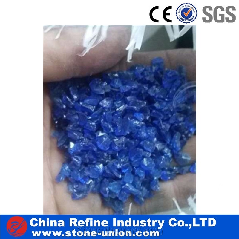 Swimming Pool Use for Coloured Glass Pebbles, China Wholesale Decorative Blue Glass Pebbles,Pebble Stone Blue Glass Gravel, Crushed Glass Chippings