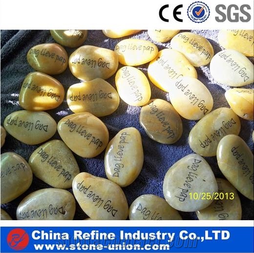 White Carving Polished Pebbles, River Stone,Engrave Pebble with Letter,Customized Pebble Stone, Pebbles River Stones Hot Selling