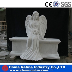 White Marble Angel Sculptures, White Marble Statue, Western Style Human Sculpture,Hot Sell White Marble Stone Carving and Sculpture on Sale