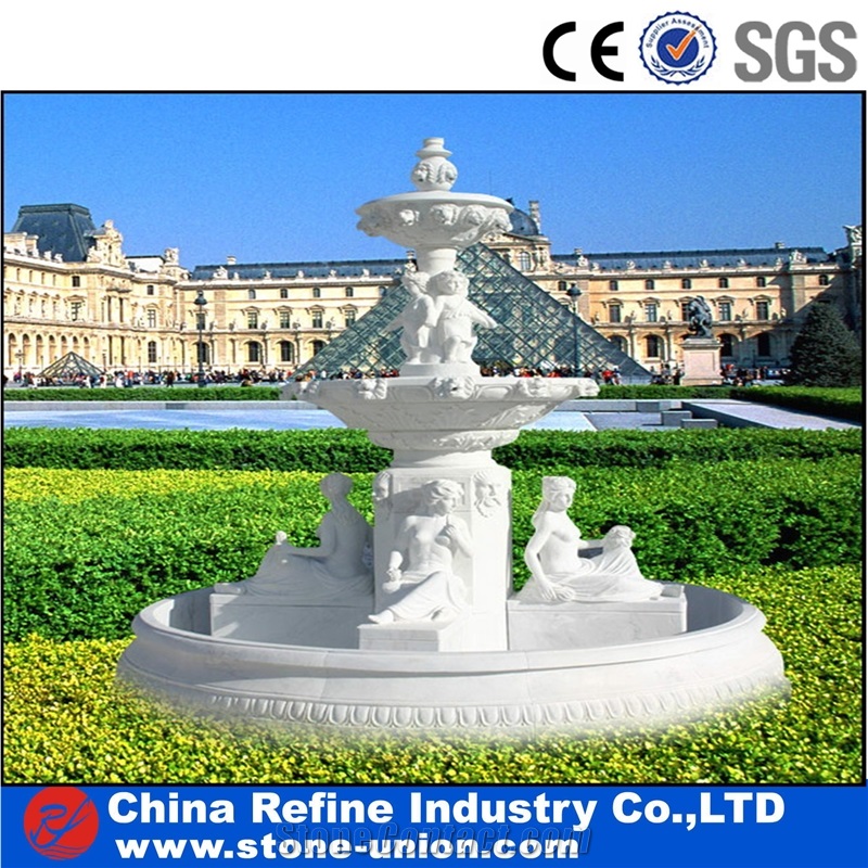 White Marble Human Sculptured Fountain,Outdoor Landscaping Water Fountain,White Marble Fountain