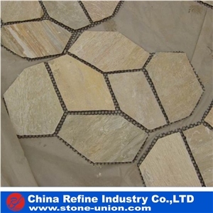 Yellow China Slate Flagstone Natural Finish , Slate Flagstone Floor Tile