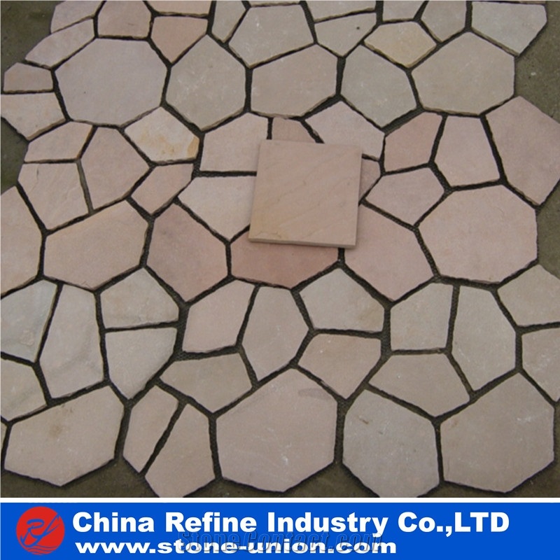 Yellow China Slate Flagstone Natural Finish , Slate Flagstone Floor Tile