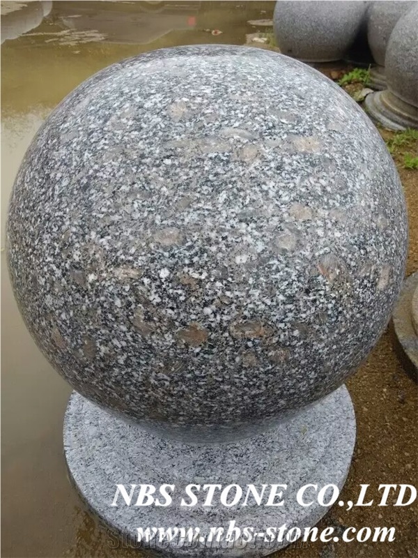 China Red Granite Car Parking Barrier Balls, Red Garden Stone