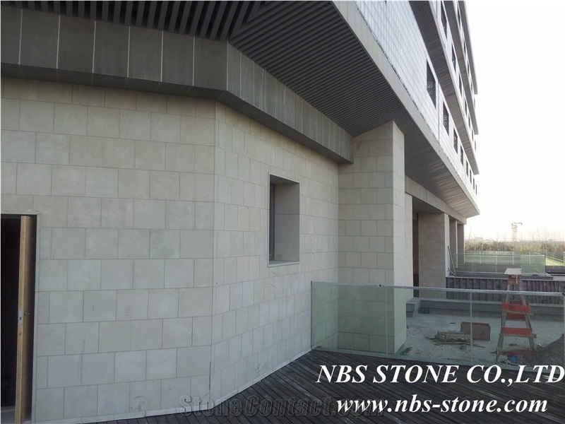 Chinese White Limestone Project,China Cream Bello Limestone Wall Tiles