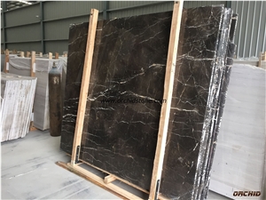 Polished Brown Marquina Marble Slab, China Brown Marble