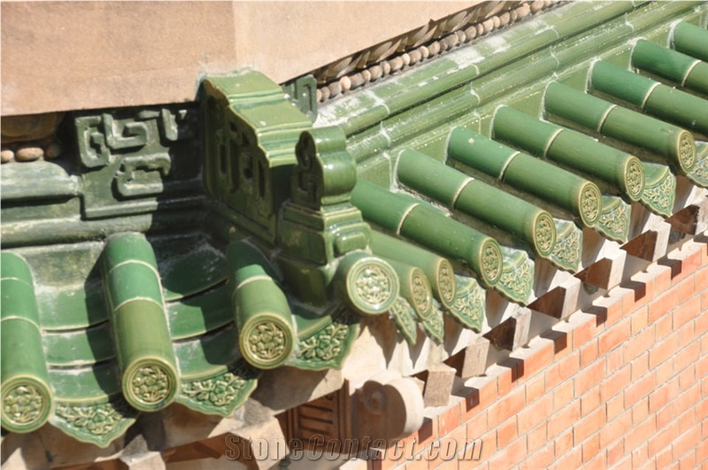 Kaolin Clay Dragon Glazed Chinese Garden Green Wall Tiles
