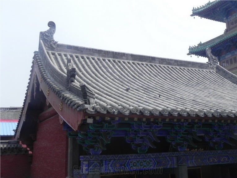 Traditional Beijing Courtyard Style Chinese Clay Roof Tiles Unglazed
