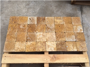 Gold Travertine Tumbled Floor Tiles, Yellow Travertine Floor Covering Tiles