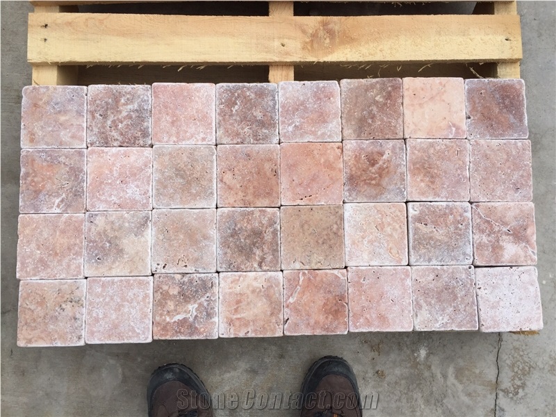Red Travertine Floor Tiles, Rose Travertine Floor Covering Tiles, Wall Tiles