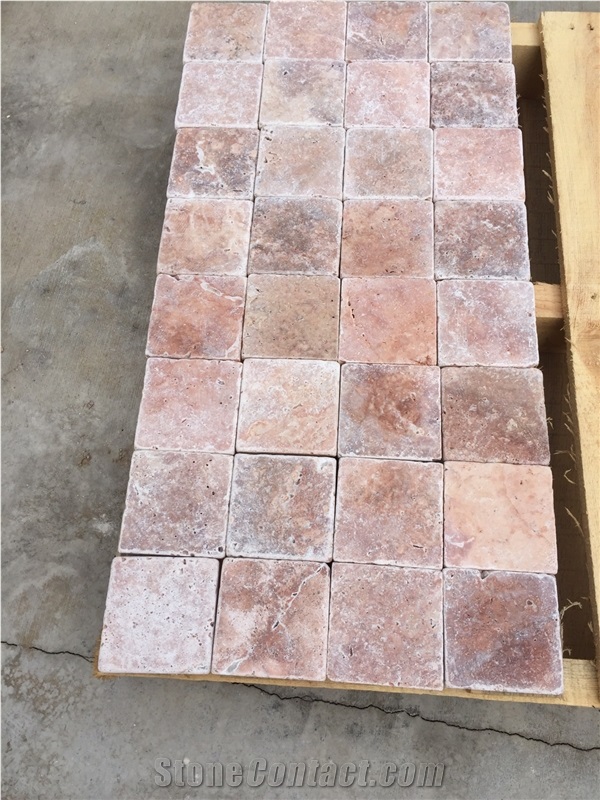 Red Travertine Floor Tiles, Rose Travertine Floor Covering Tiles, Wall Tiles