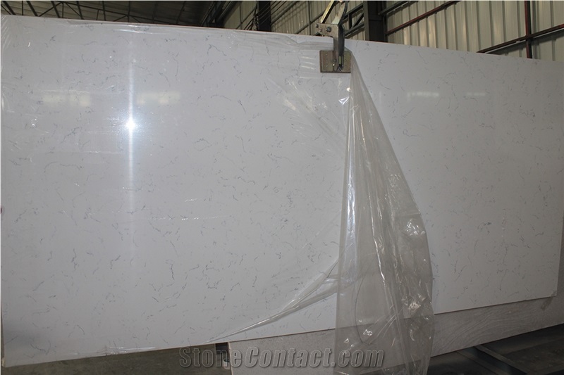 Bianco Carrara Artificial Marble Quartz Slab, Manmade White Artificial Stone Tile for Walling,Flooring