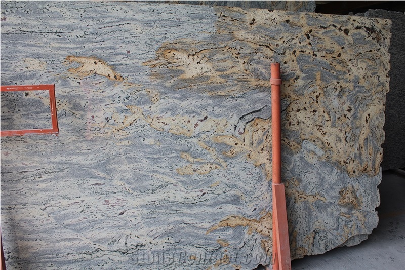 Golden River Granite Slabs & Tiles,Juparana Golden River Granite,Brazil Yellow Granite for Flooring,Walling