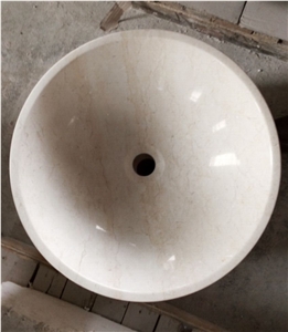 Beige Marble Round Wash Basins, Botticino Classico Beige Marble Sinks & Basins