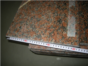 G562 Maple Red Granite Polished Stairs, China Red Granite Treads with Anti-Slip Grooves, Cheap Red Granite Stairs with Full Bullnose, Round Edge