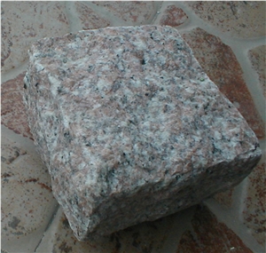 G696 Yongding Red Granite Cobble Stone, Cube Stone All Sides Natural Split, China Pink Granite Walkway Pavers Stone, Garden Stepping Pavements