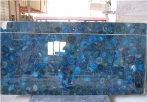 Natural Blue Agate,Gemstone,Semiprecious Stone Slab Cut Size Countertop,Interior Decorative Top Luxury Onyx with High Value