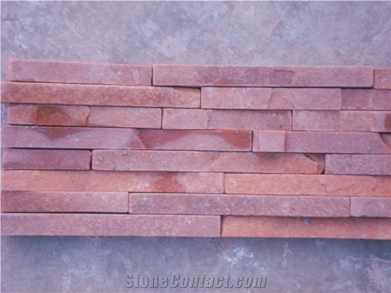 Red Sandstone Mosaic Tiles, Split Face Mosaic Pattern, Red Stone Wall Chipped Mosaic Tiles