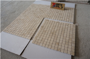 Spain Famous Crema Marfil Light Beige Marble Polished Mosaic Pattern Tiles Brick for Hotel Lobby Bathroom Wall, Floor Decoration, Factory Cheap Price
