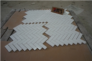 Thassos White Marble Polished Mosaic Tiles, Greece White Marble Basketweave Mosaic, White Marble Mosaics for Wall, Floor